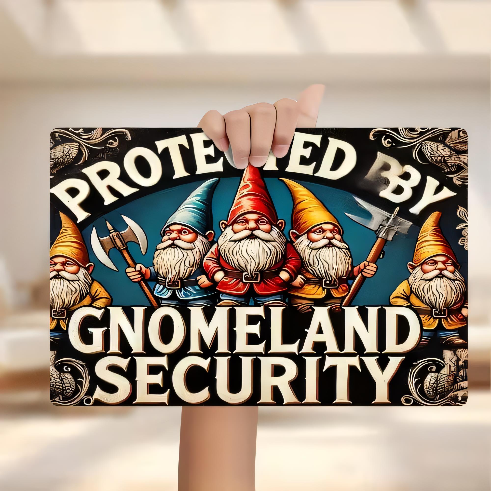 Home Security Land - 틴 사인, 노움 랜드 시큐리티 보호,