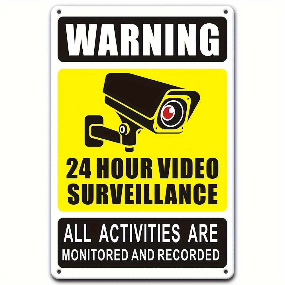 Home Security Tech - 24시간 영상 감시 경고 표지판 -