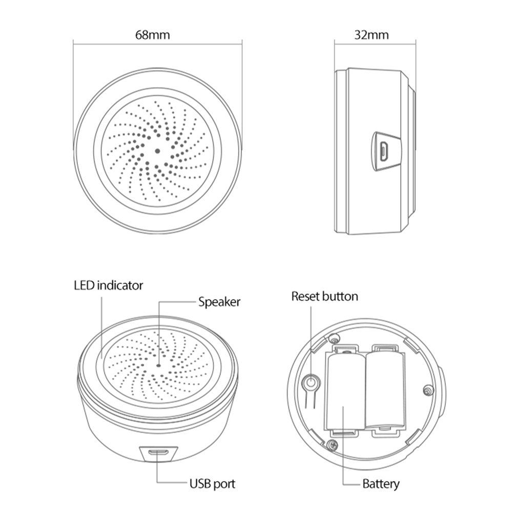Home Security Siren - Tuya Zigbee 사운드 라이트 센서 스마트