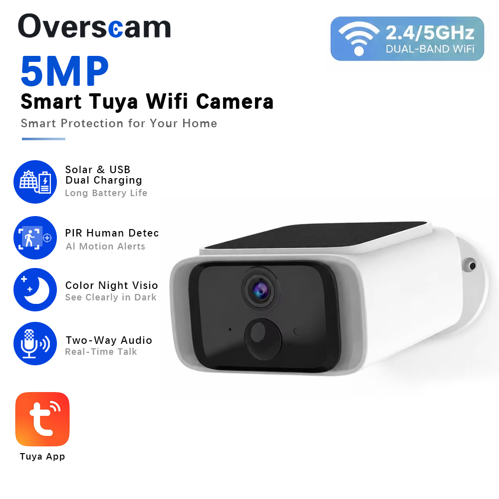 Home Security Blink - Tuya 5MP 태양광 보안 카메라 가정용