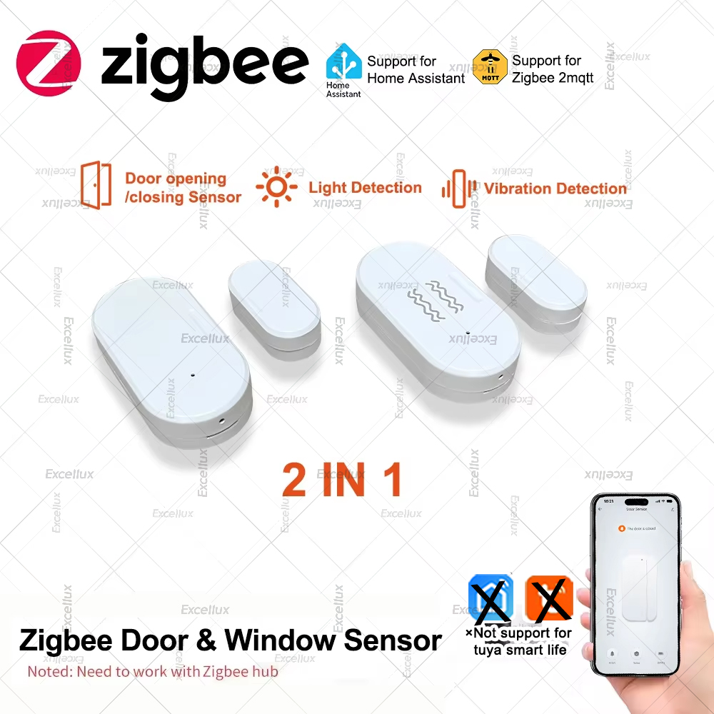 Zigbee 3.0 밝기/진동 센서가있는 도어 윈도우  - Home Security Guard 리뷰 및 가격