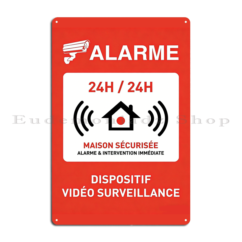 레트로 24시간 알람 시스템 금속 간판 플라크 빈티지  - Home Security Systems 리뷰 및 가격