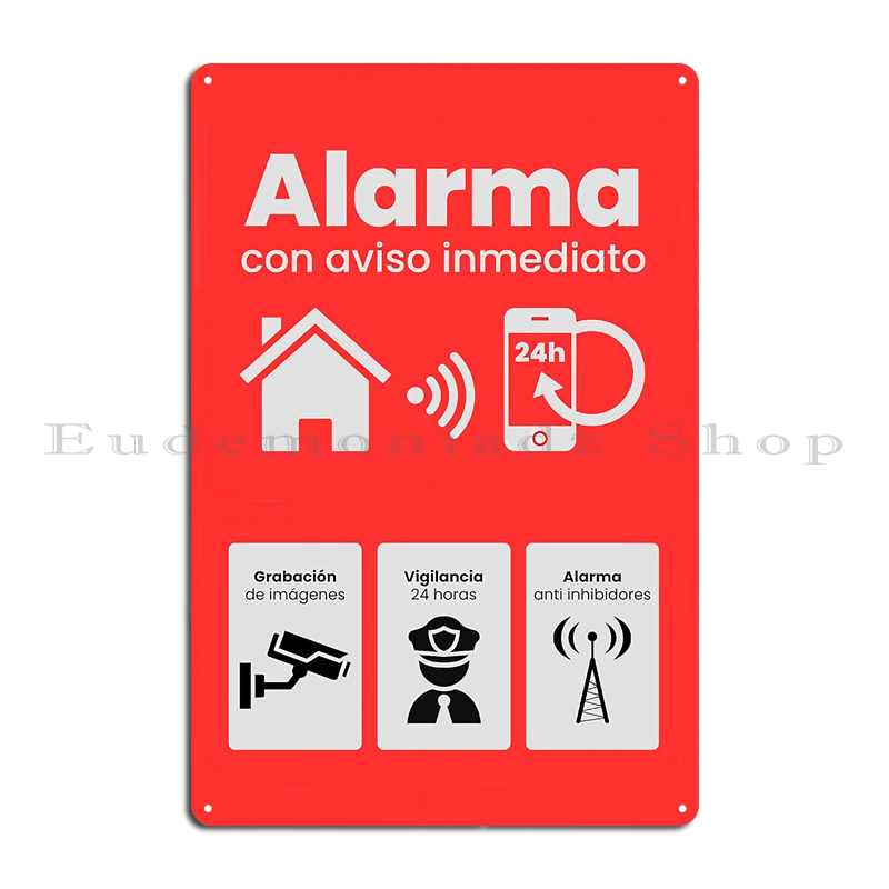 레트로 24시간 알람 시스템 금속 간판 플라크 빈티지  - Home Security Systems 리뷰 및 가격