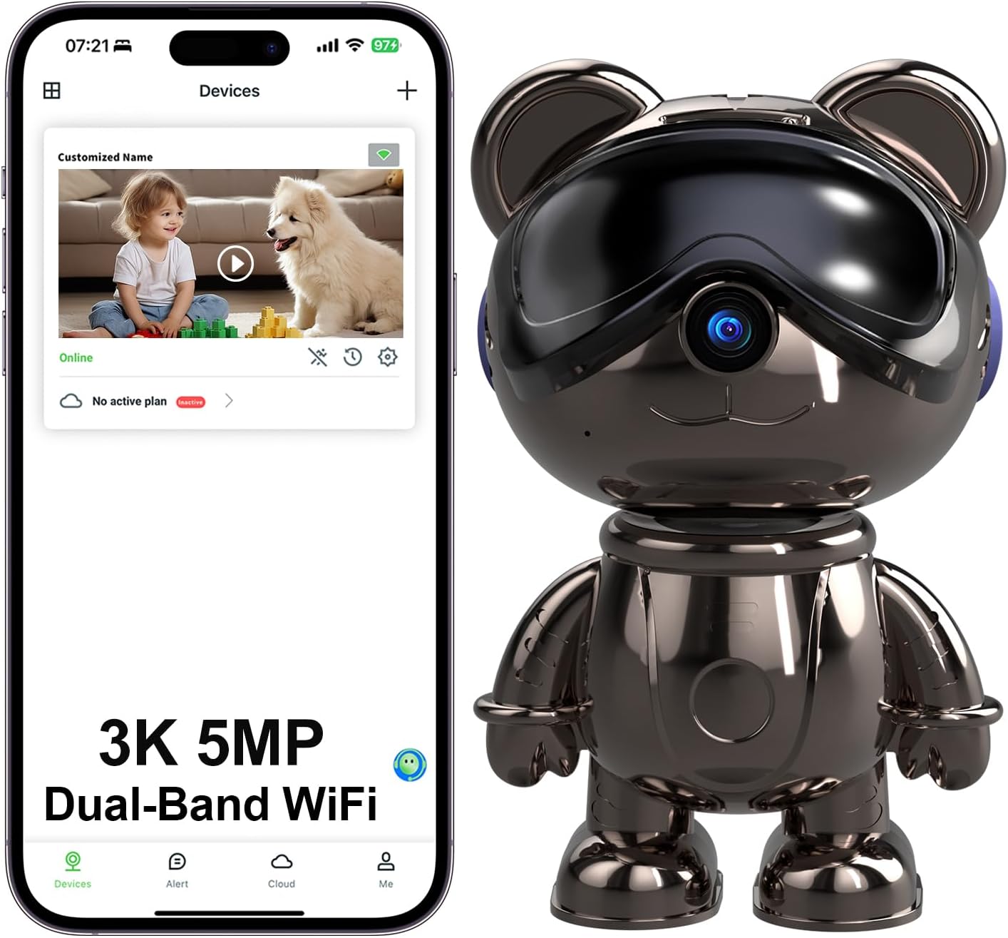 실내 WiFi 보안 카메라, 5MP 팬/틸트 베이비 모 - Home Security Ai 리뷰 및 가격