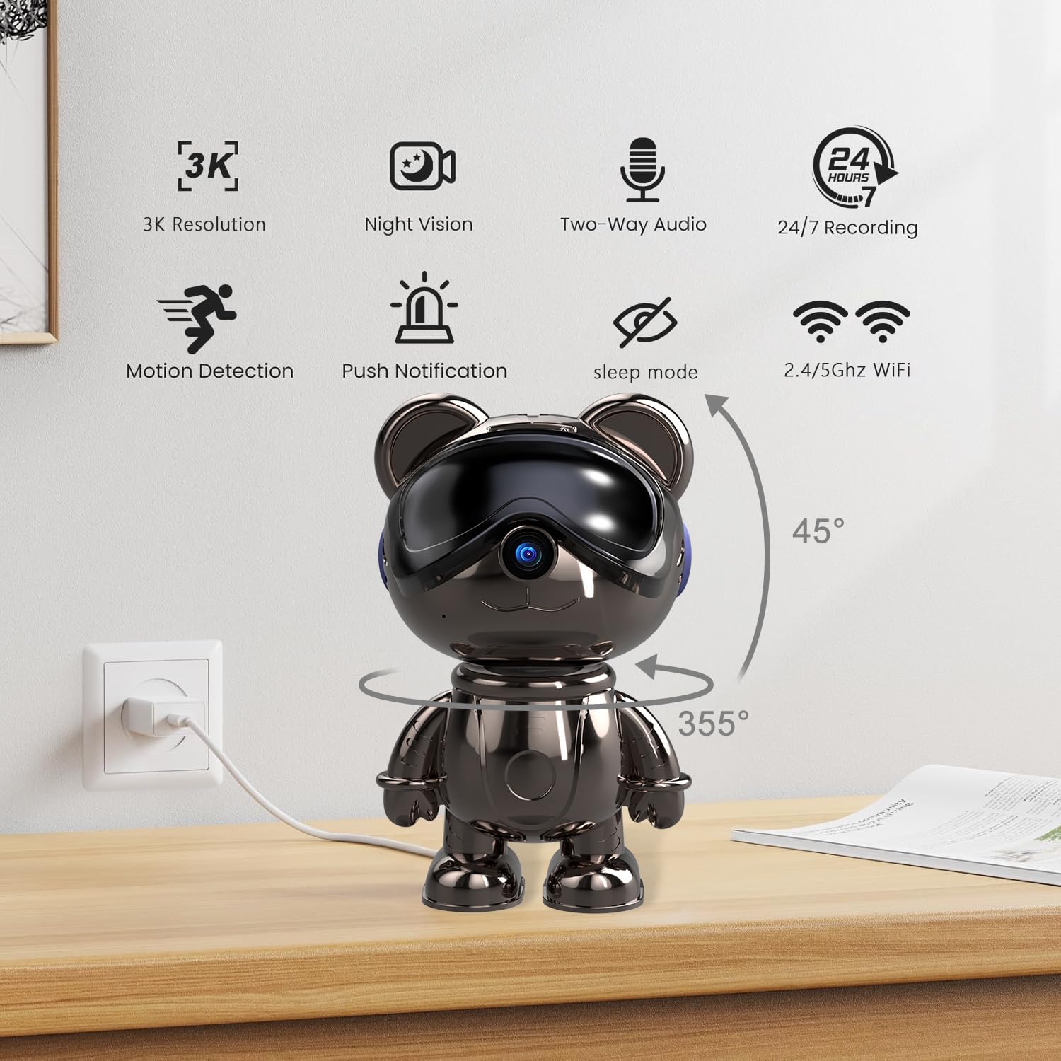 실내 WiFi 보안 카메라, 5MP 팬/틸트 베이비 모 - Home Security Ai 리뷰 및 가격