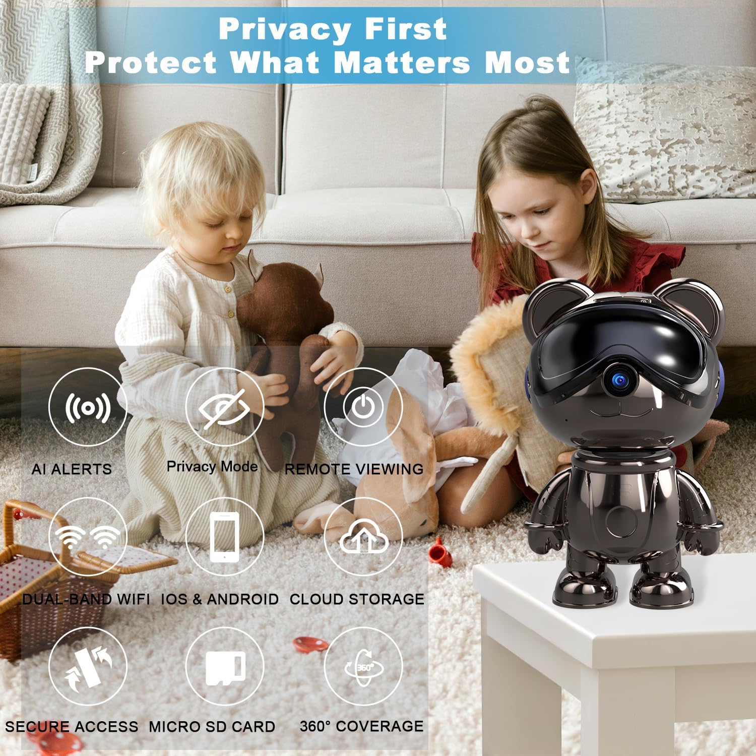 실내 WiFi 보안 카메라, 5MP 팬/틸트 베이비 모 - Home Security Ai 리뷰 및 가격