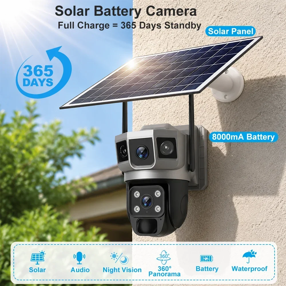 V380 4K 3화면 4G 카메라 태양광 배터리 PIR - Home Security Ai 리뷰 및 가격
