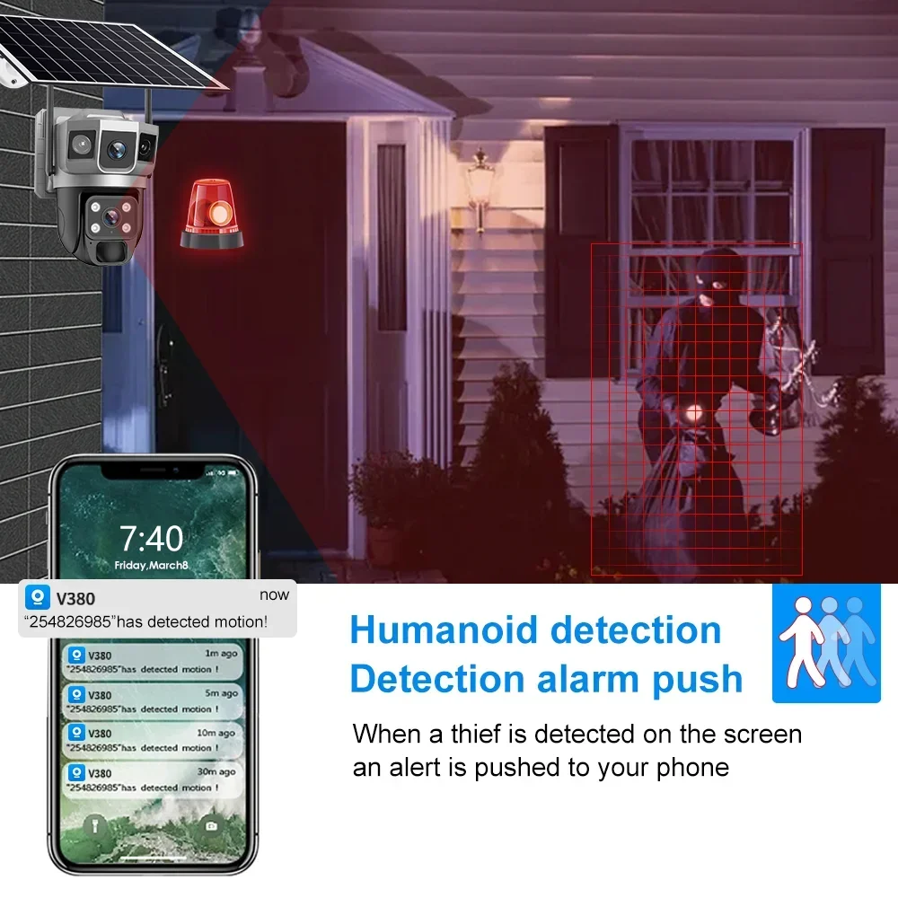 V380 4K 3화면 4G 카메라 태양광 배터리 PIR - Home Security Ai 리뷰 및 가격